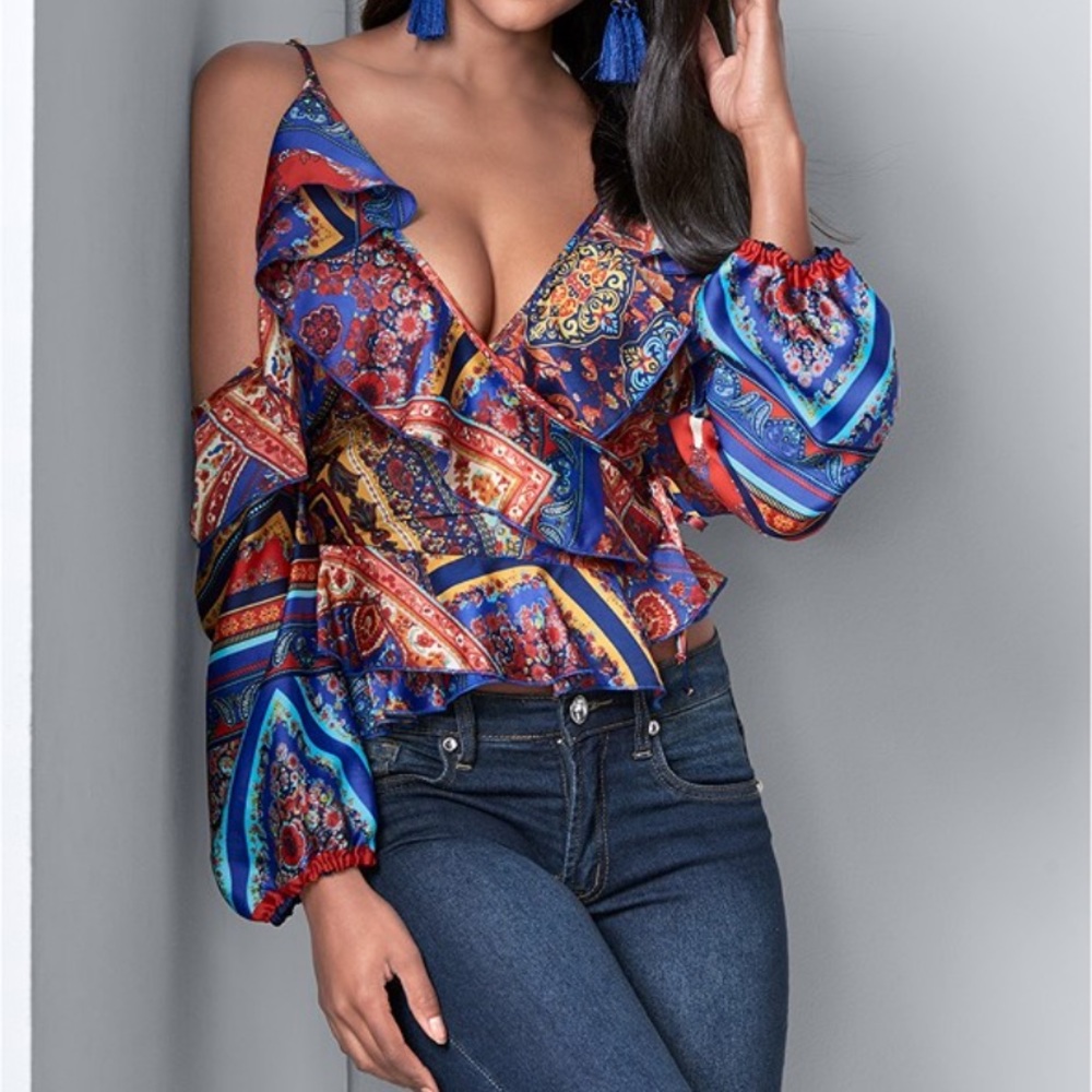 Venus colorful cold shoulder blouse